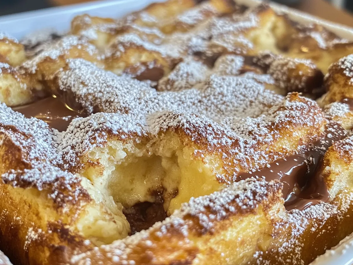 Baked Nutella French Toast Casserole: Easy Brunch Perfection finished dish