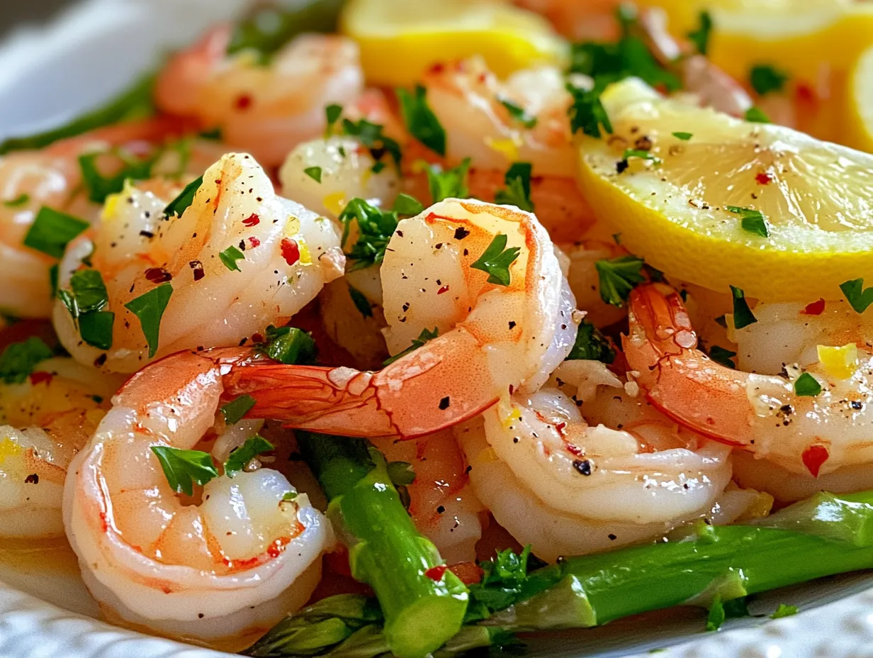 Lightning-Fast Lemon Garlic Shrimp and Asparagus in 20 Minutes finished dish