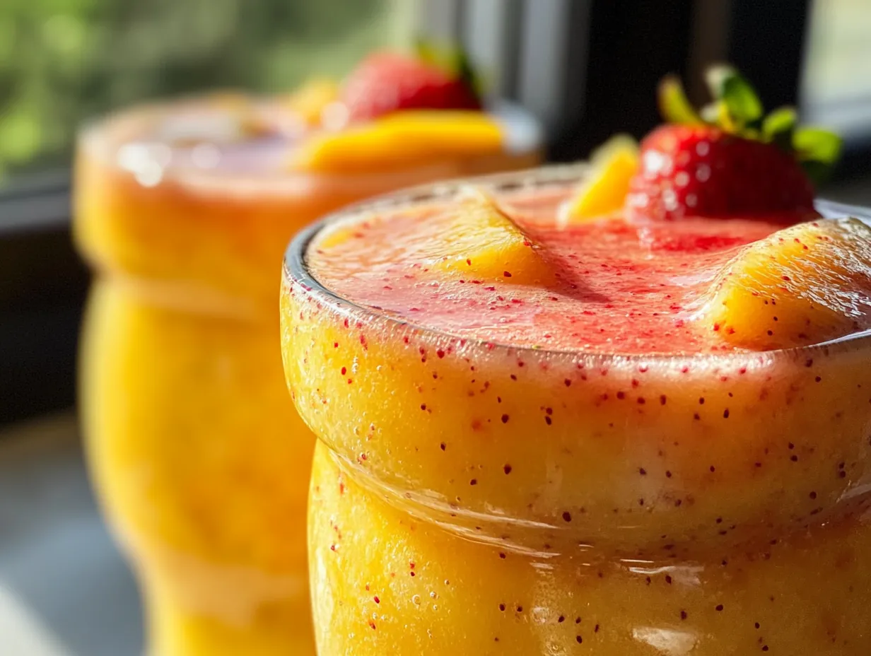 Sip Summer Bliss: Easy Mango Strawberry Piña Colada Recipe finished dish
